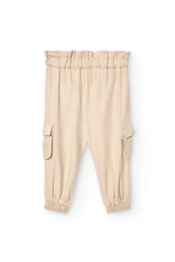 Pantaloni di twill per bambina in colore beige