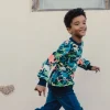 Pantaloni in denim a maglia per neonato di colore blu