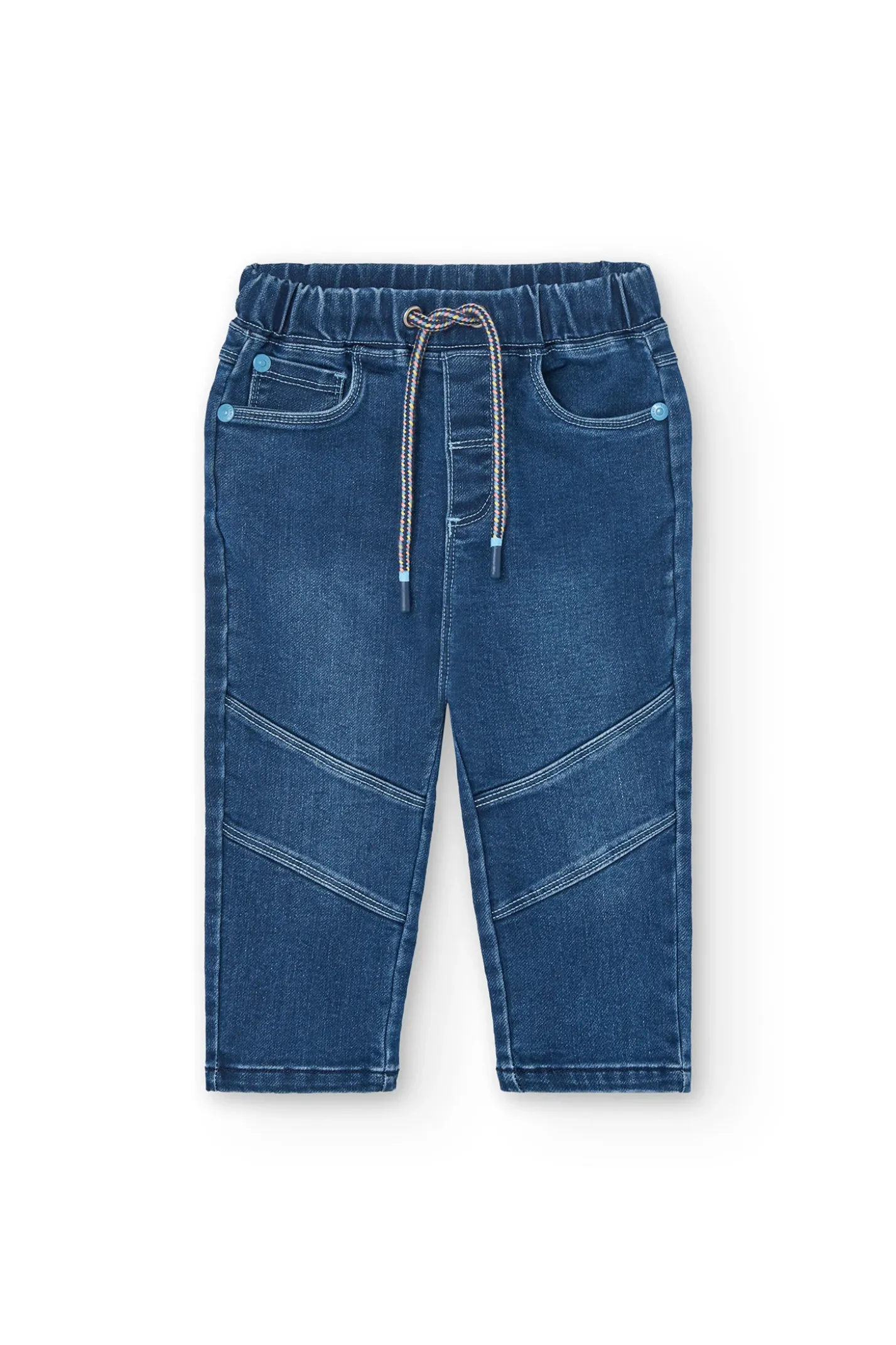 Pantaloni in denim a maglia per neonato di colore blu