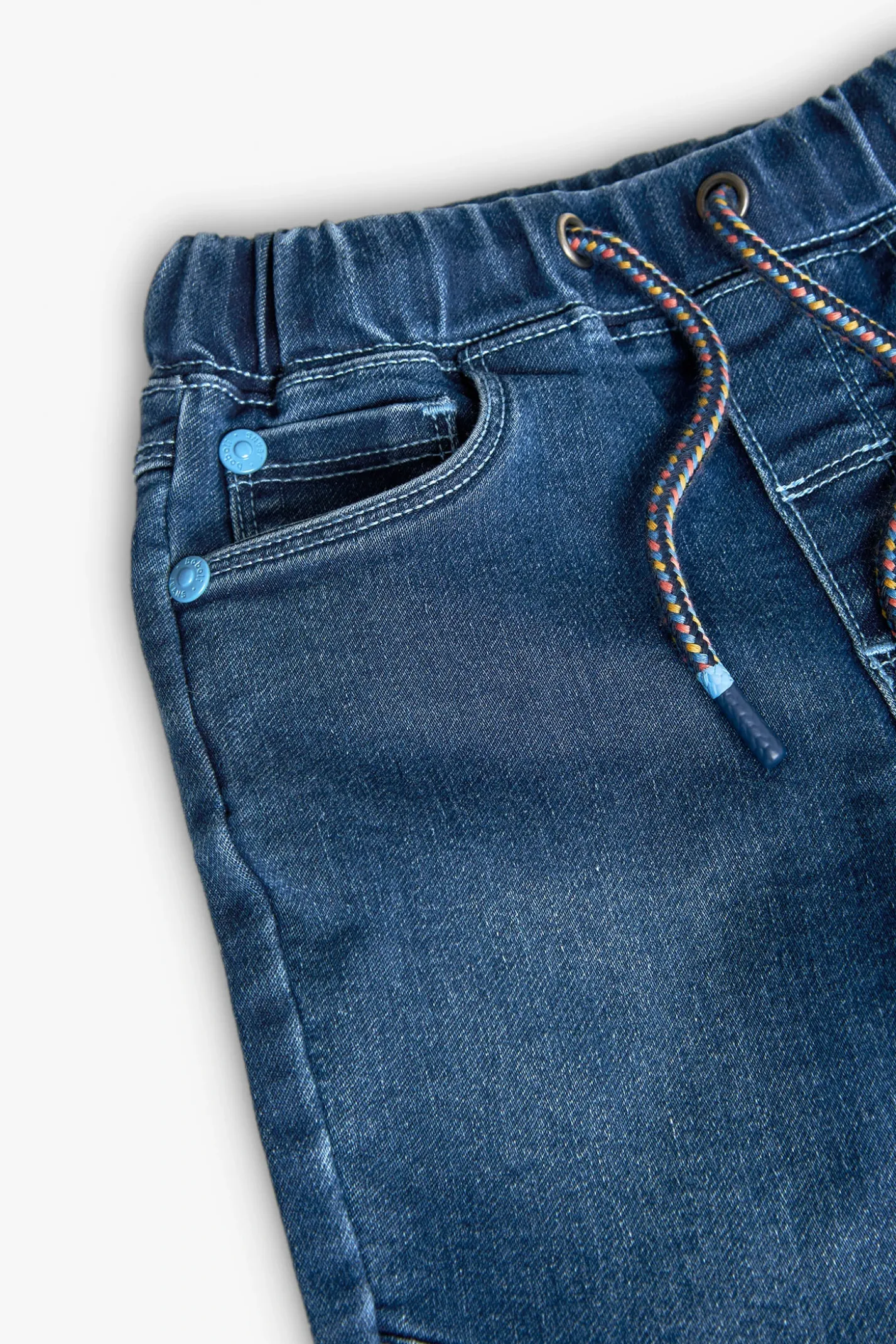 Pantaloni in denim a maglia per neonato di colore blu