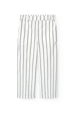 Pantaloni in maglia per bambina a righe in bianco e nero