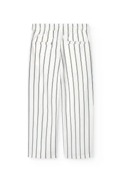 Pantaloni in maglia per bambina a righe in bianco e nero