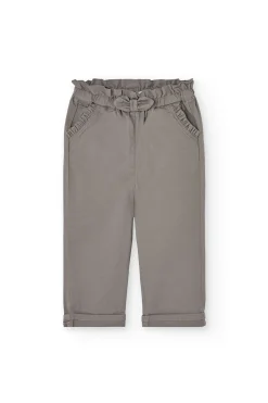 Pantaloni in popeline per bambina in color marrone