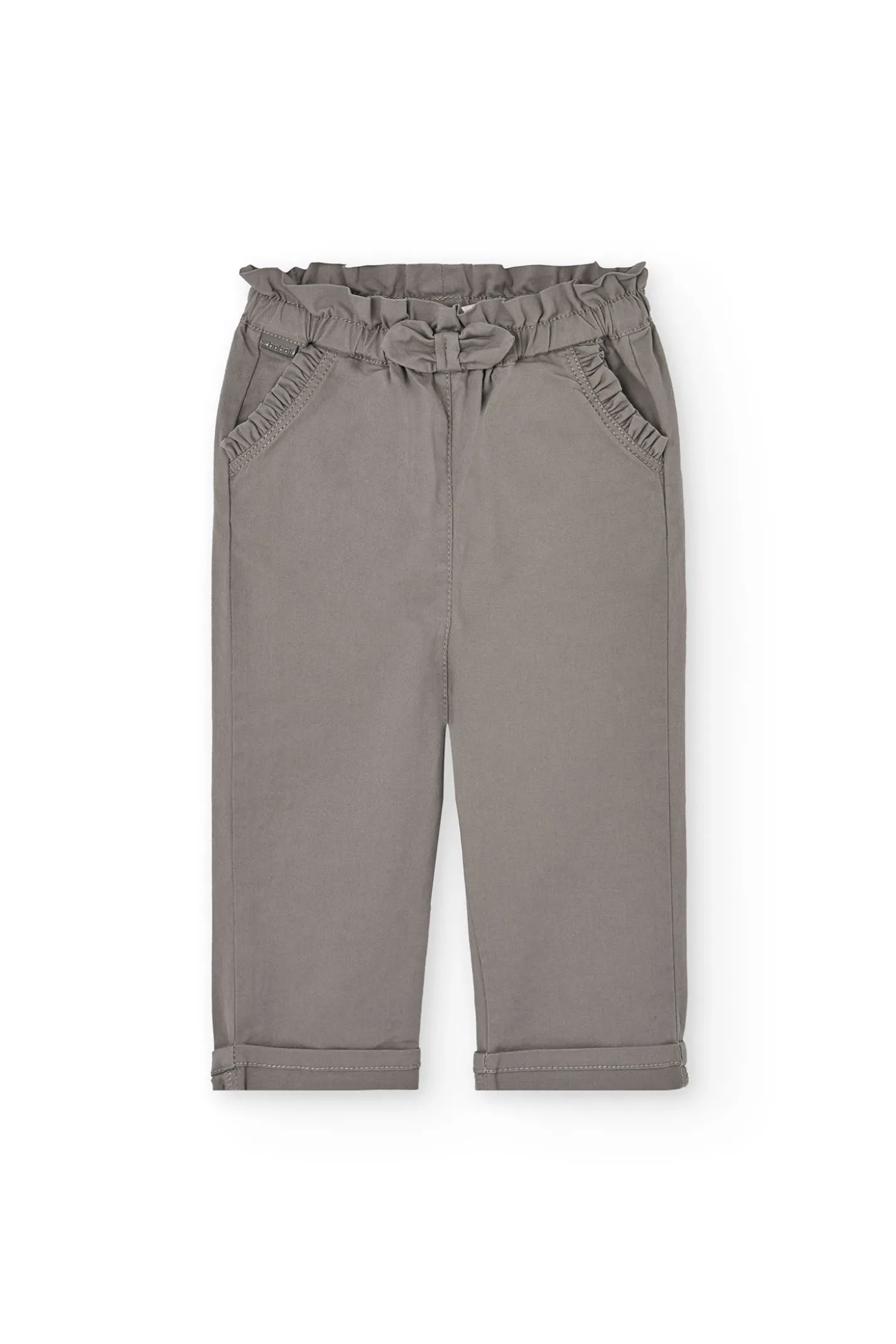 Pantaloni in popeline per bambina in color marrone