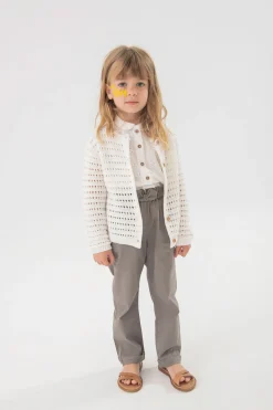 Pantaloni in popeline per bambina in color marrone