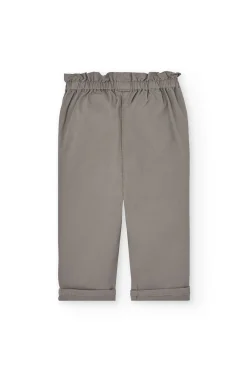 Pantaloni in popeline per bambina in color marrone