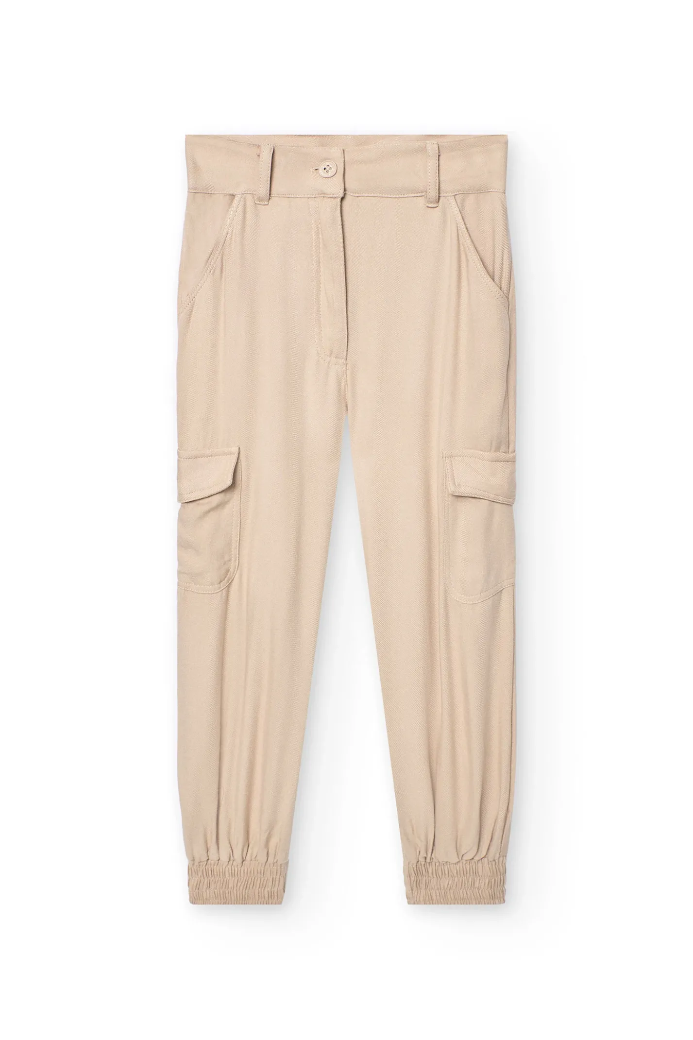 Pantaloni in twill per bambina di colore beige