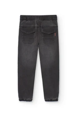 Pantaloni jogger in denim per bambino di colore grigio