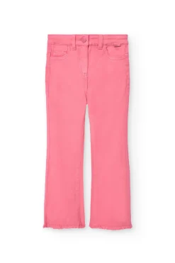 Pantaloni svasati per bambina in color fragola