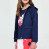 Parka base in tessuto tecnico per bambina in blu navy