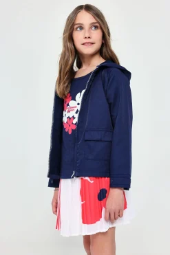Parka base in tessuto tecnico per bambina in blu navy