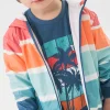 Parka per neonato con stampa in color corallo e acqua.