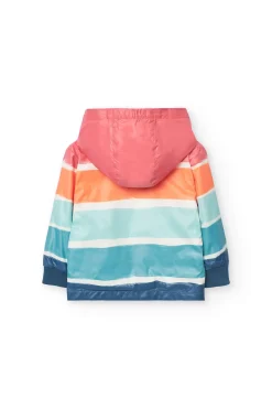 Parka per neonato con stampa in color corallo e acqua.