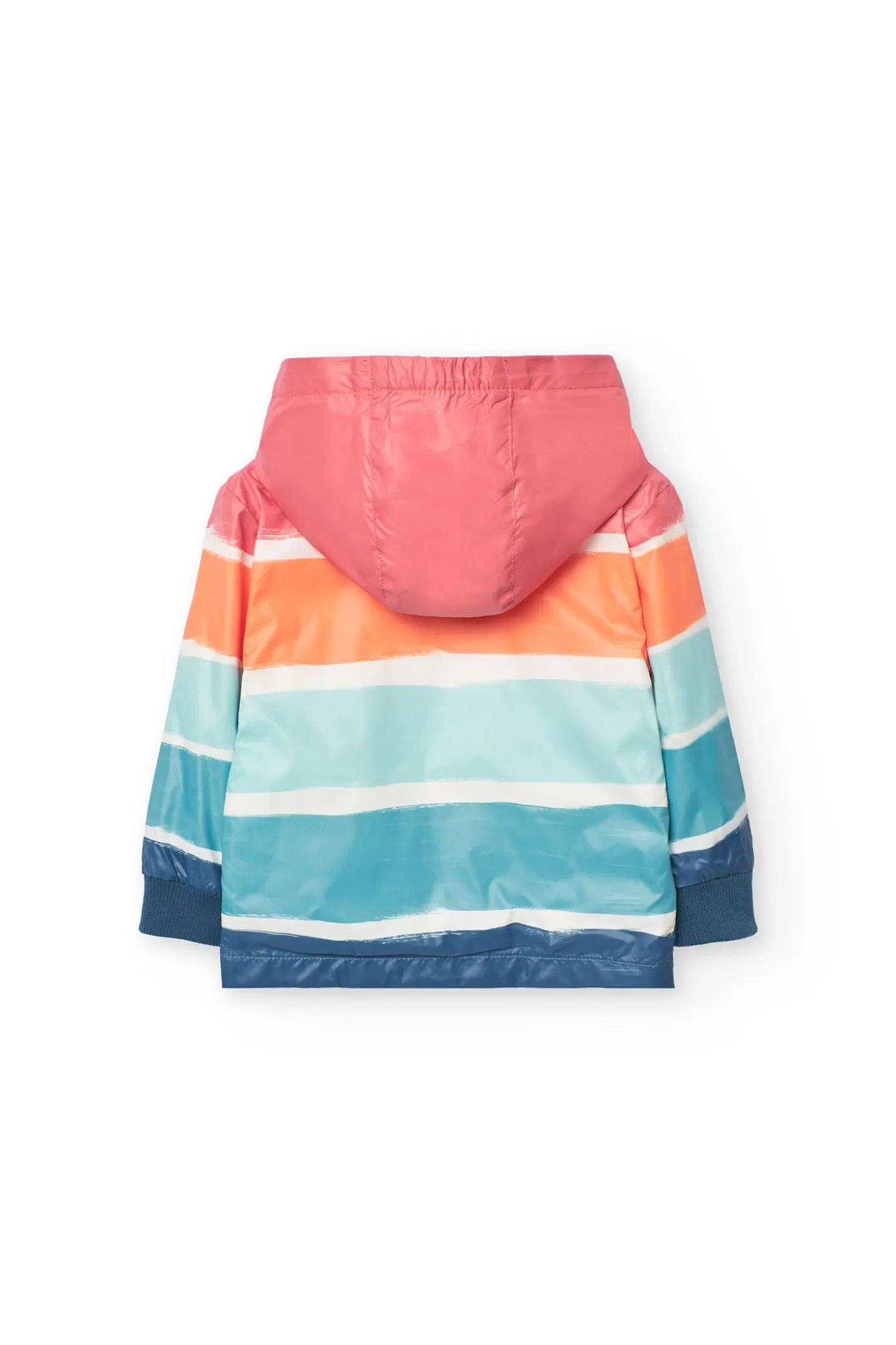 Parka per neonato con stampa in color corallo e acqua.
