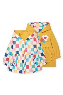 Parka reversibile in maglia per neonata con stampa