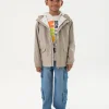 Parka tecnica a maglia per bambino di colore marrone