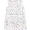 Pigiama a bretelle in maglia per bambina con stampa multicolore