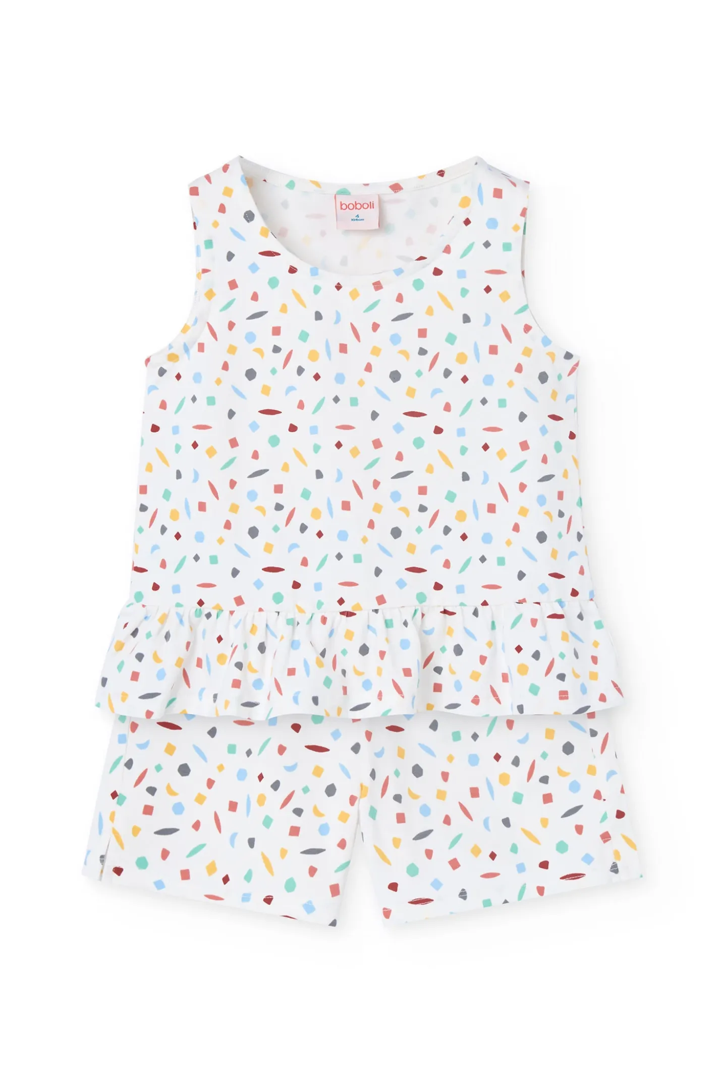 Pigiama a bretelle in maglia per bambina con stampa multicolore