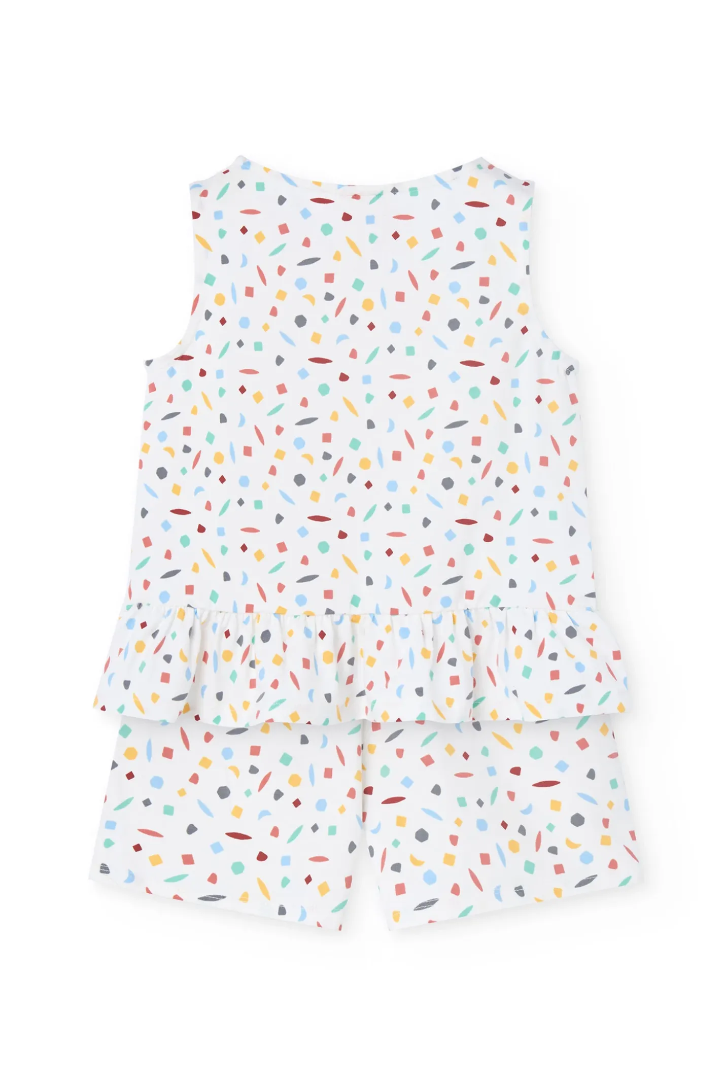 Pigiama a bretelle in maglia per bambina con stampa multicolore