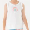 Pigiama di maglia senza maniche per bambina di colore bianco