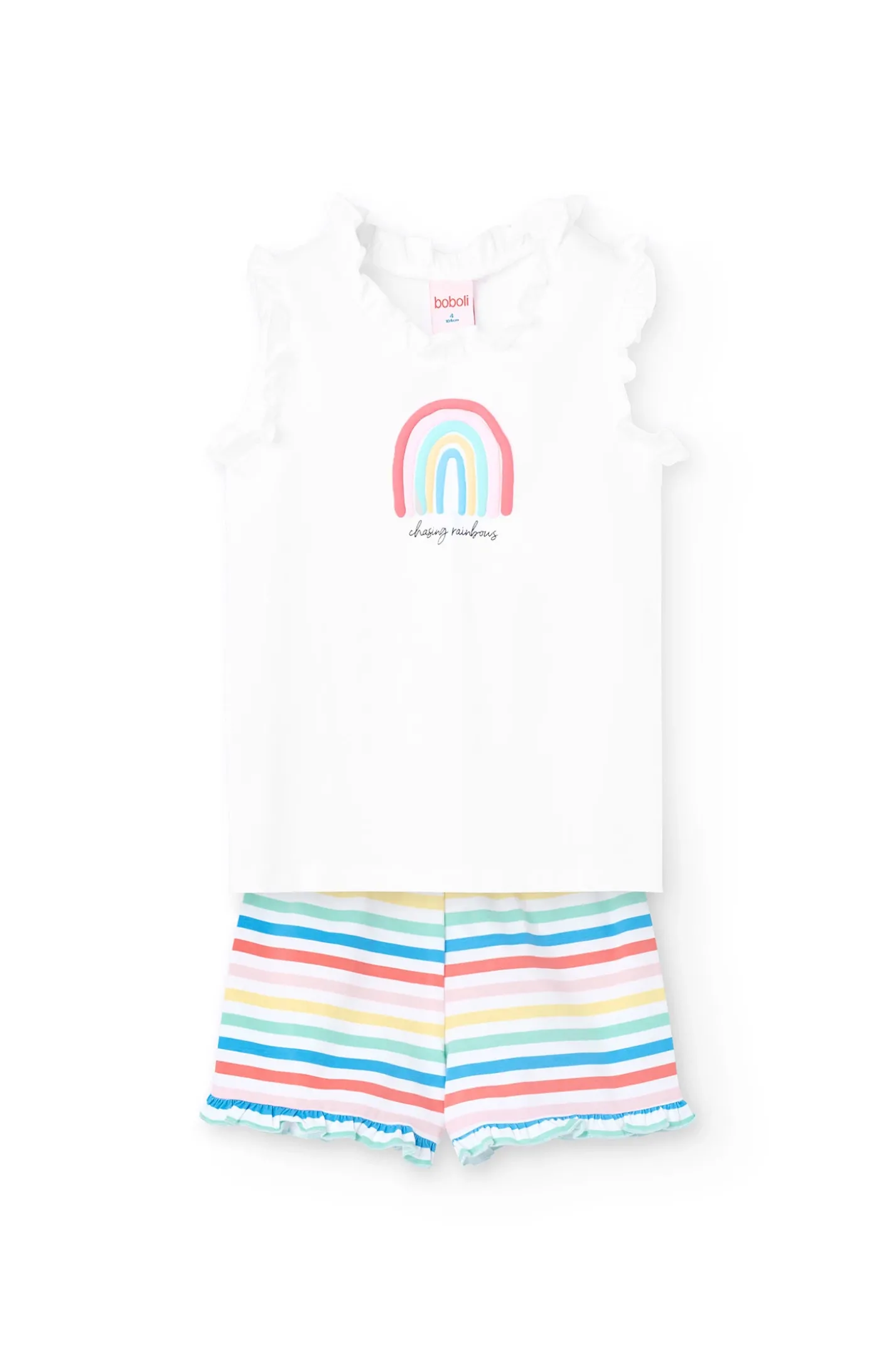 Pigiama di maglia senza maniche per bambina di colore bianco