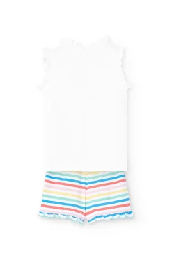 Pigiama di maglia senza maniche per bambina di colore bianco