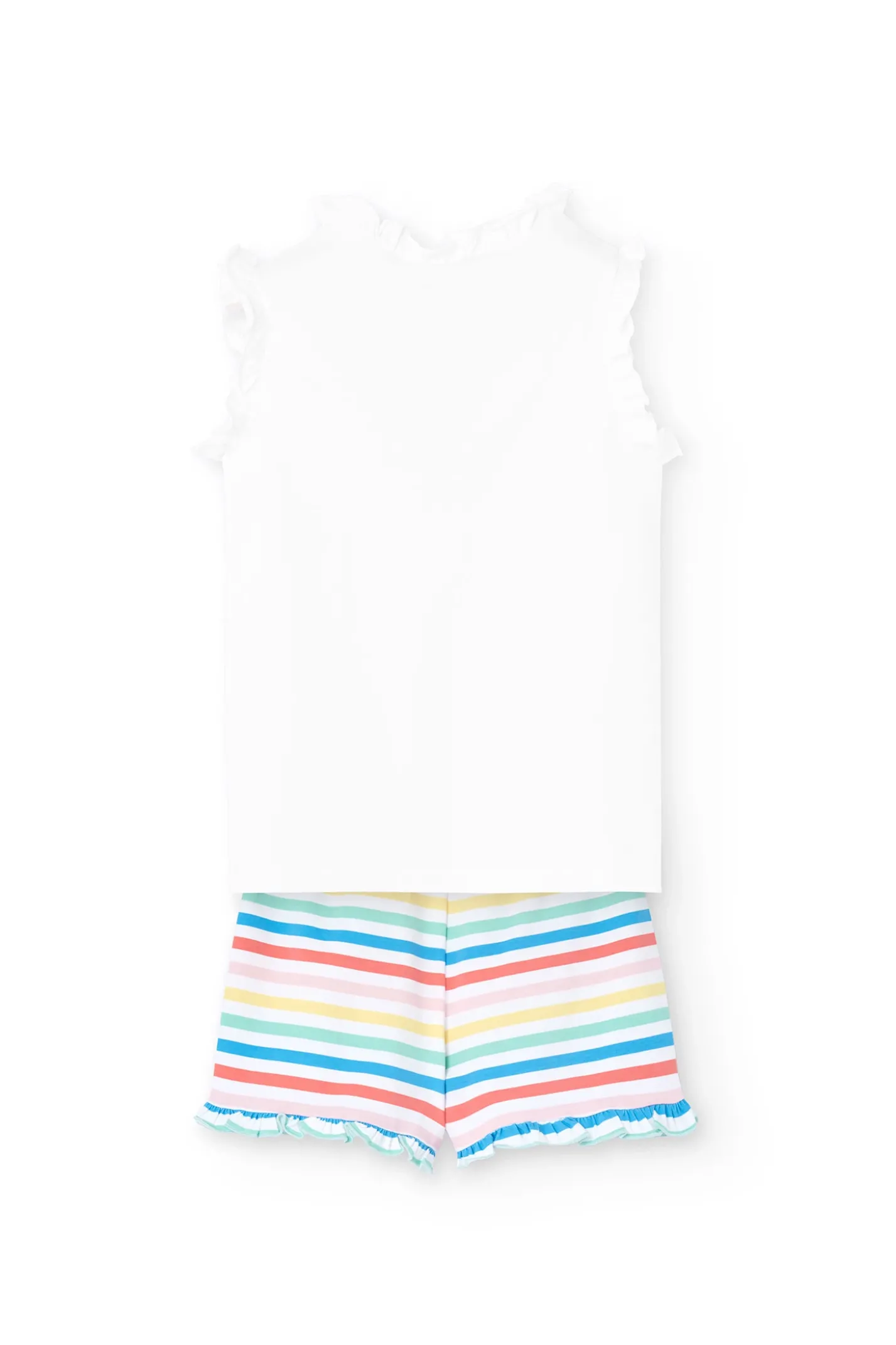 Pigiama di maglia senza maniche per bambina di colore bianco