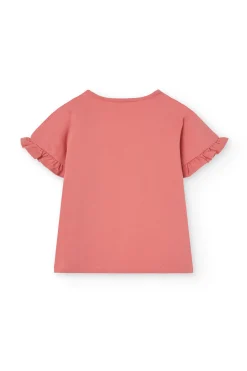 Pigiama in maglia a maniche corte per bambina di colore rosa