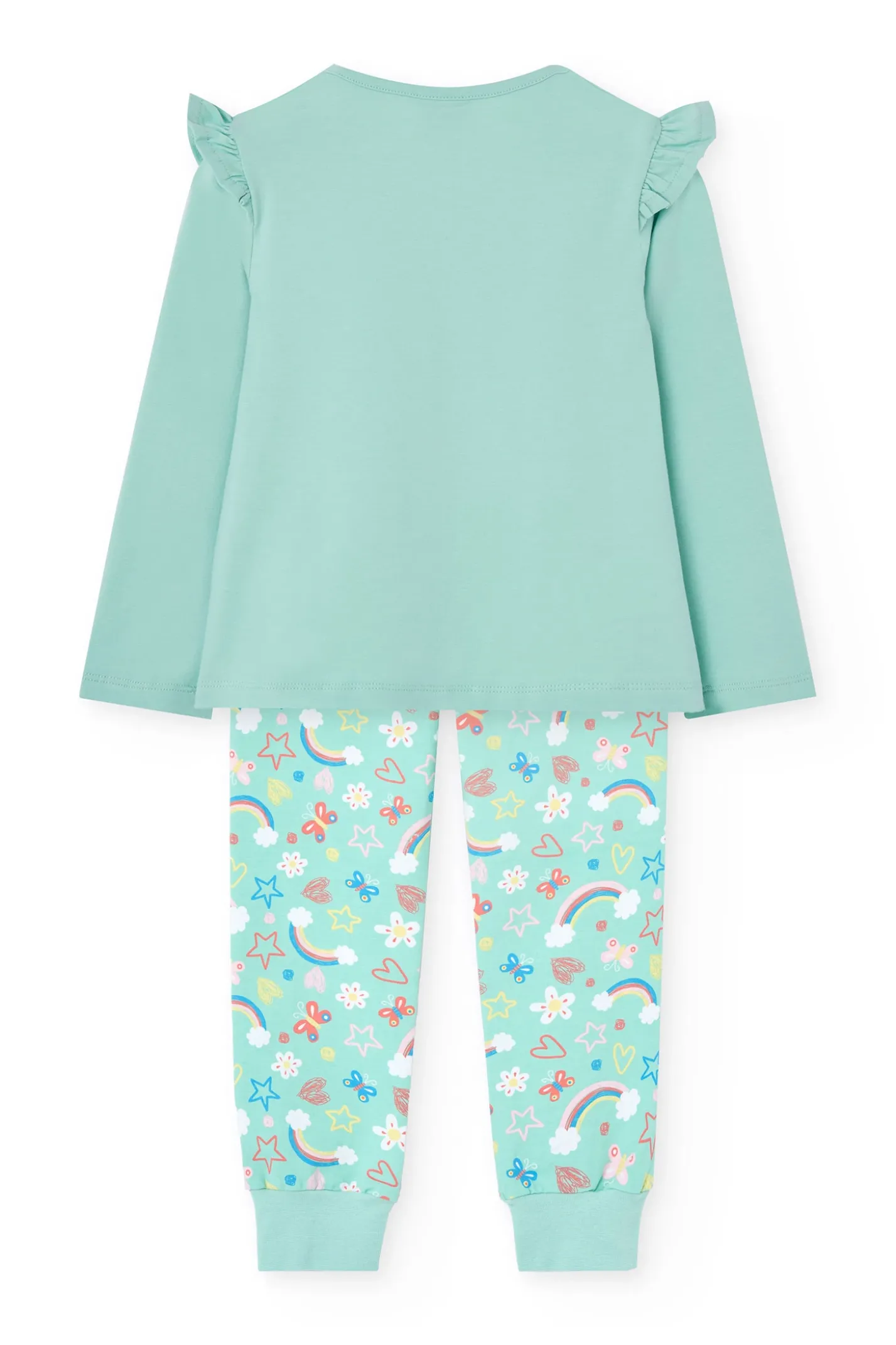Pigiama in maglia per bambina di colore verde
