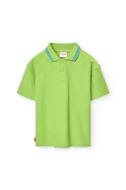 Polo in piqué per bambino di colore verde.
