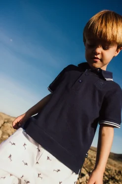 Polo piqué per bambino in colore blu navy