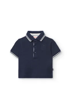 Polo piqué per bambino in colore blu navy