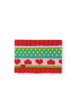 Sciarpa a maglia per bambina in rosso con cuori