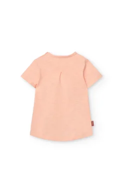 Set composto da maglietta e pantalone a maglia per neonata in colore salmone.