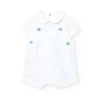 Set da neonato lavorato a maglia in colore bianco con stampa a quadri.