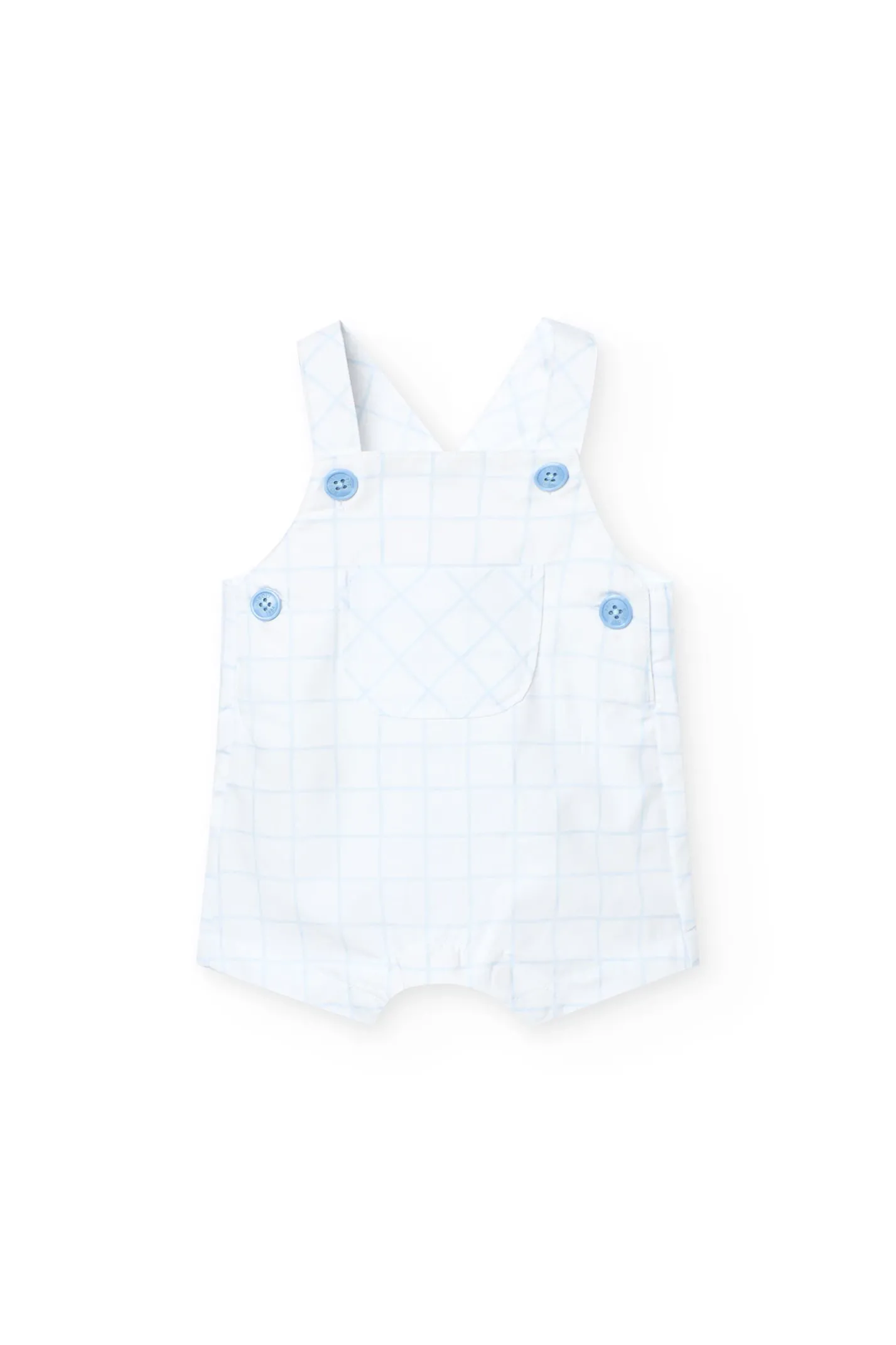 Set da neonato lavorato a maglia in colore bianco con stampa a quadri.