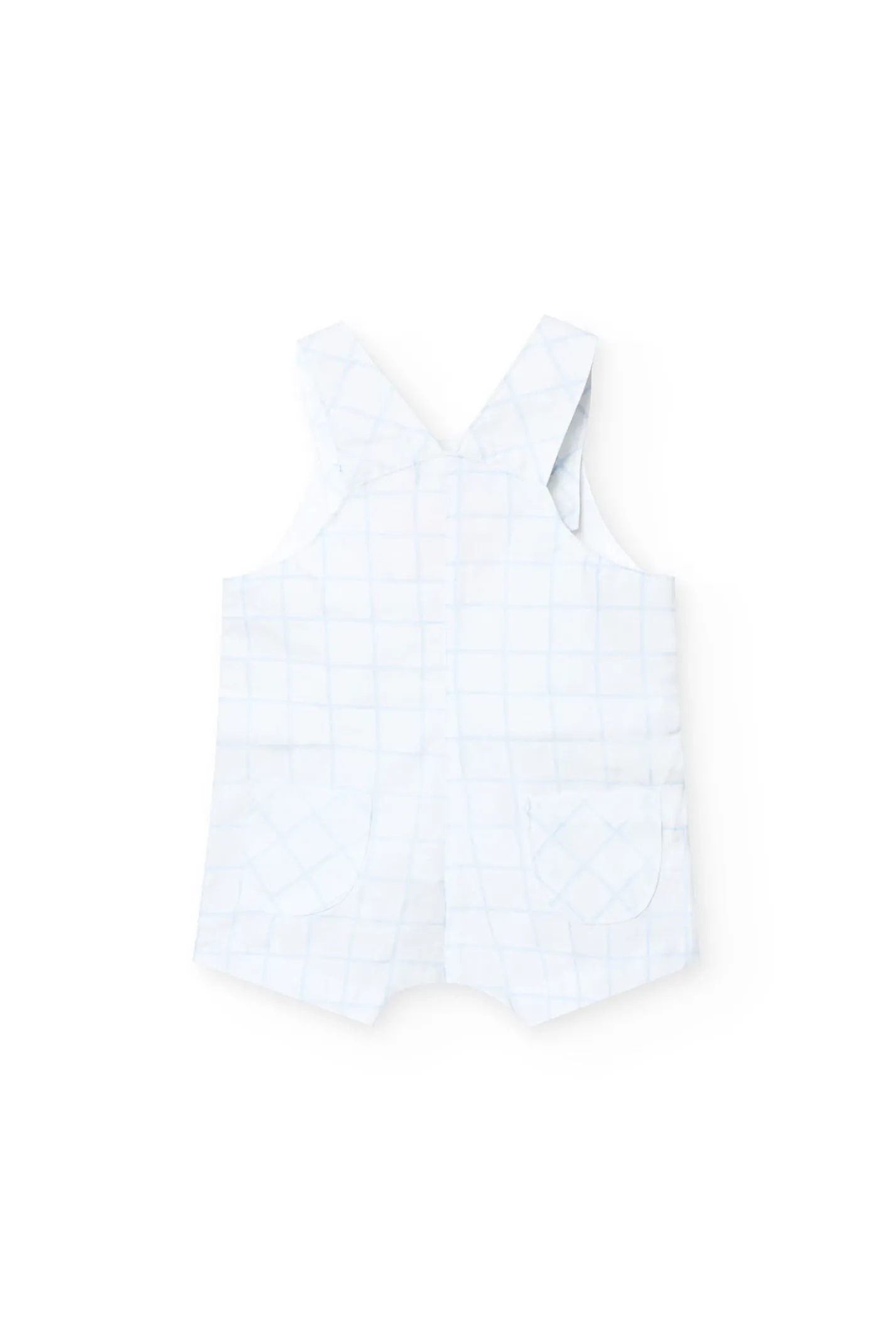Set da neonato lavorato a maglia in colore bianco con stampa a quadri.