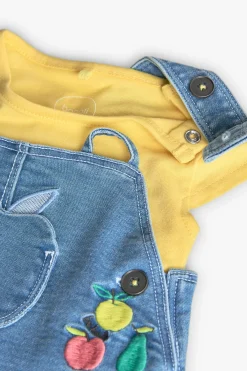 Set di abito in maglia per neonata in colore giallo