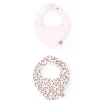 Set di bavaglini a fazzoletto in jersey per neonati unisex di colore rosa con stampa floreale.