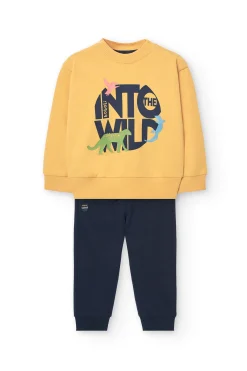 Set di felpa e pantalone in maglia per neonato di colore giallo