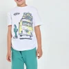 Set di maglietta e pantaloncini in maglia per bambino di colore verde