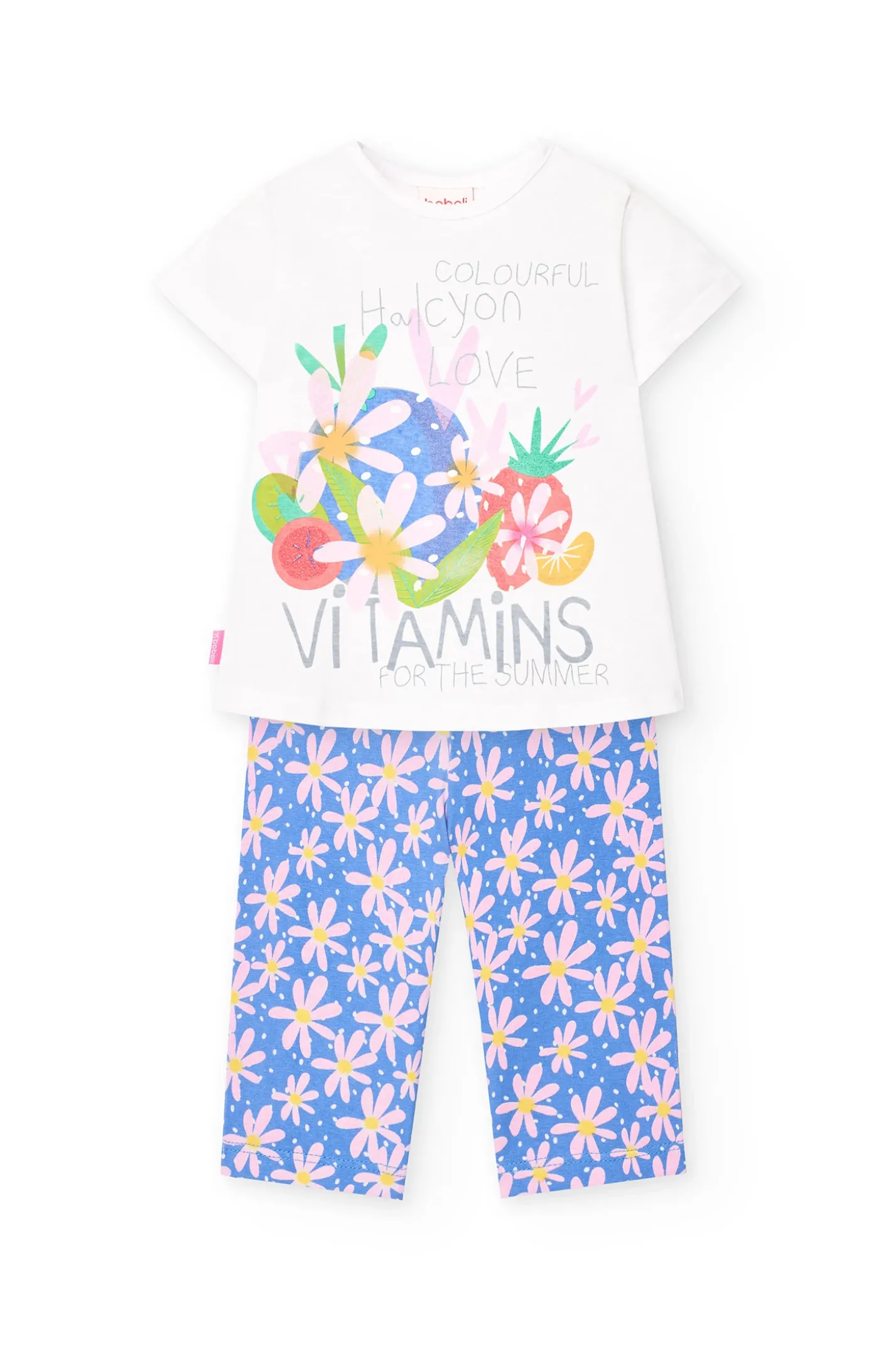 Set di maglietta e pantaloni in maglia per neonata in colore bianco
