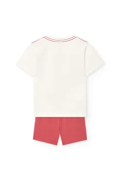 Set di maglietta e pantaloncini in maglia per neonato di colore bianco
