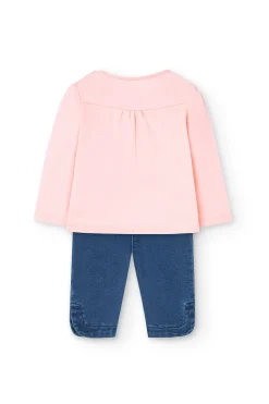 Set di maglietta e pantaloni in maglia per neonata di colore rosa