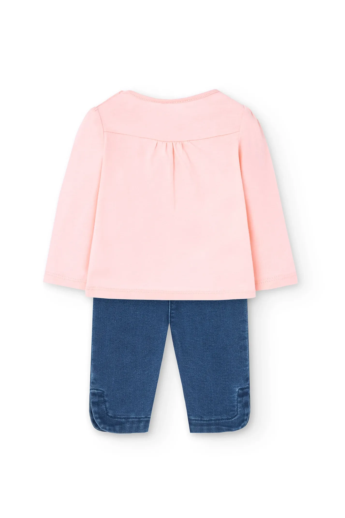 Set di maglietta e pantaloni in maglia per neonata di colore rosa