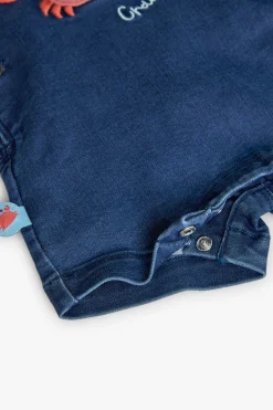 Set di maglietta in maglia per neonato in colore acqua con stampa di granchio.