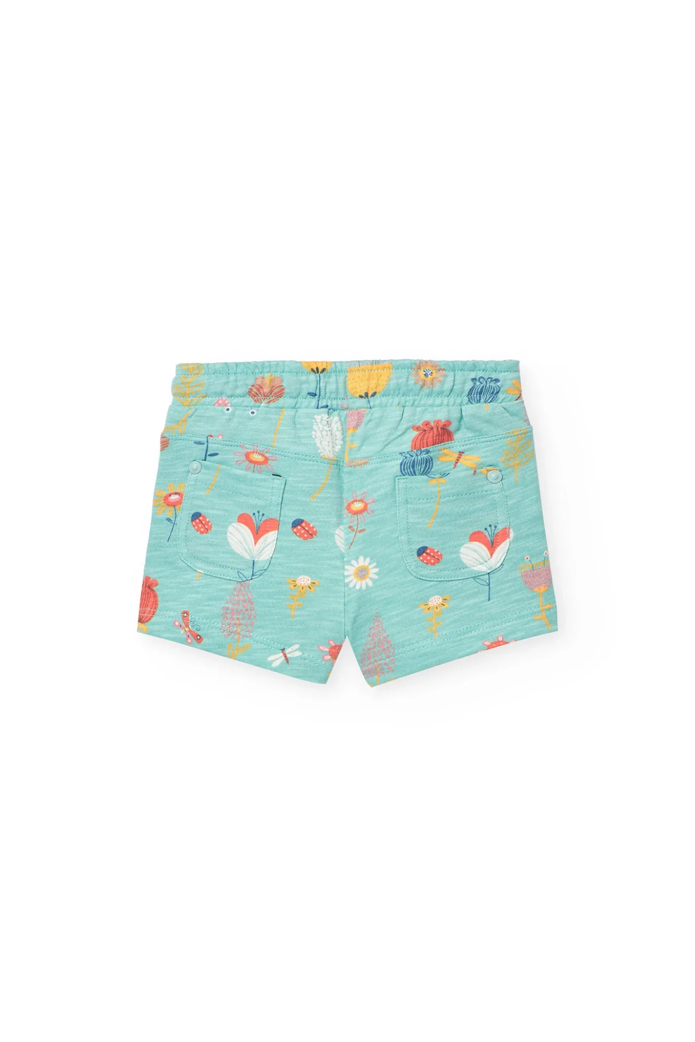 Short a maglia per neonata con stampa in colore acquamarina