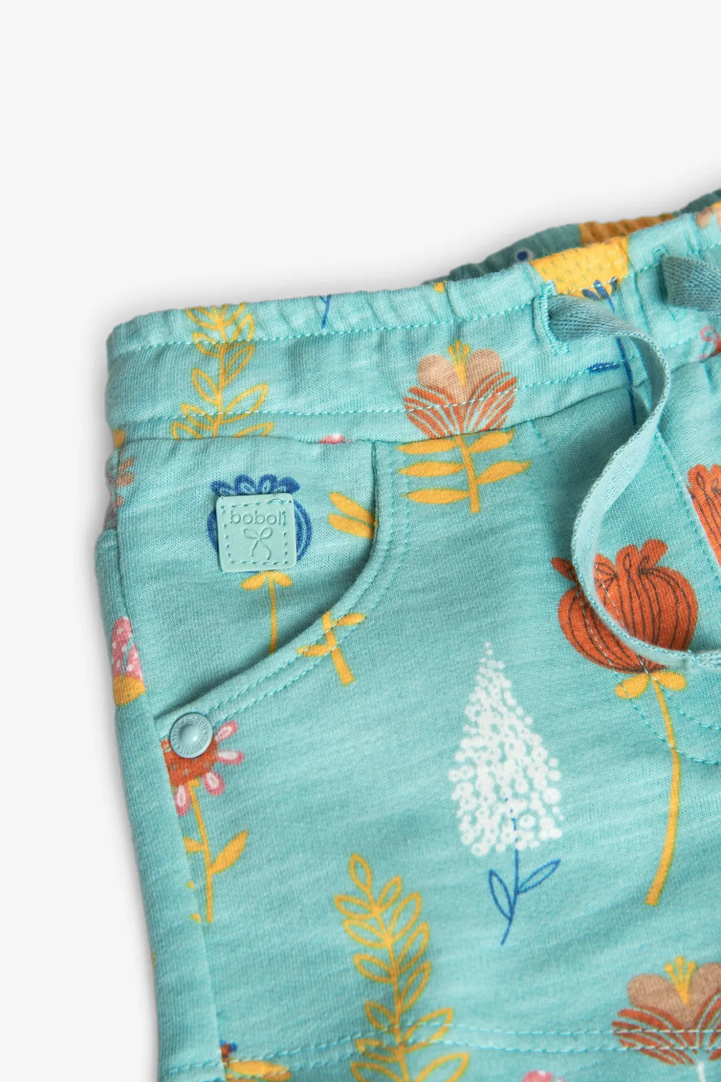Short a maglia per neonata con stampa in colore acquamarina