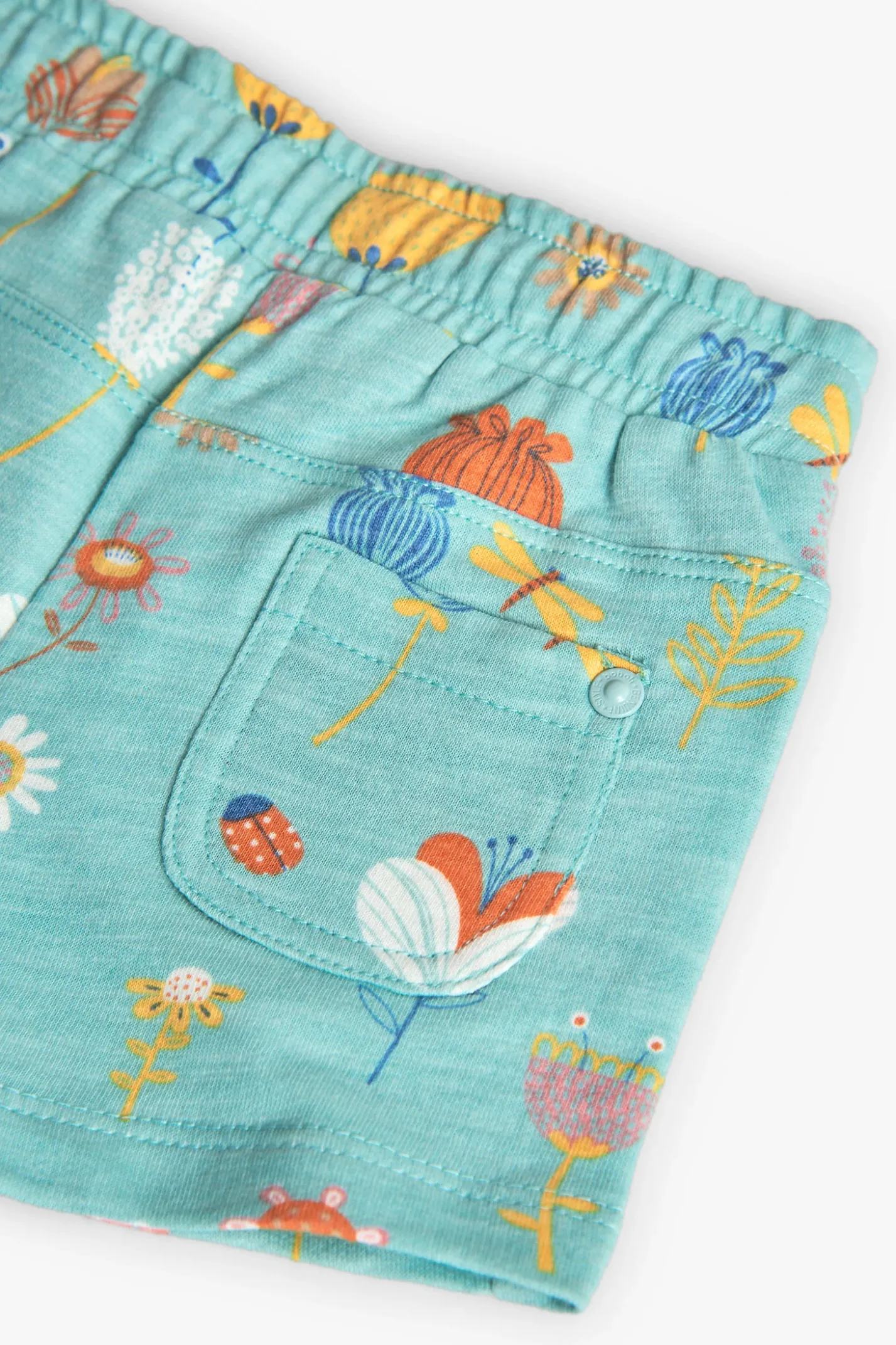 Short a maglia per neonata con stampa in colore acquamarina