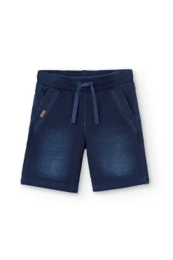 Short in felpa denim elasticizzato per ragazzo